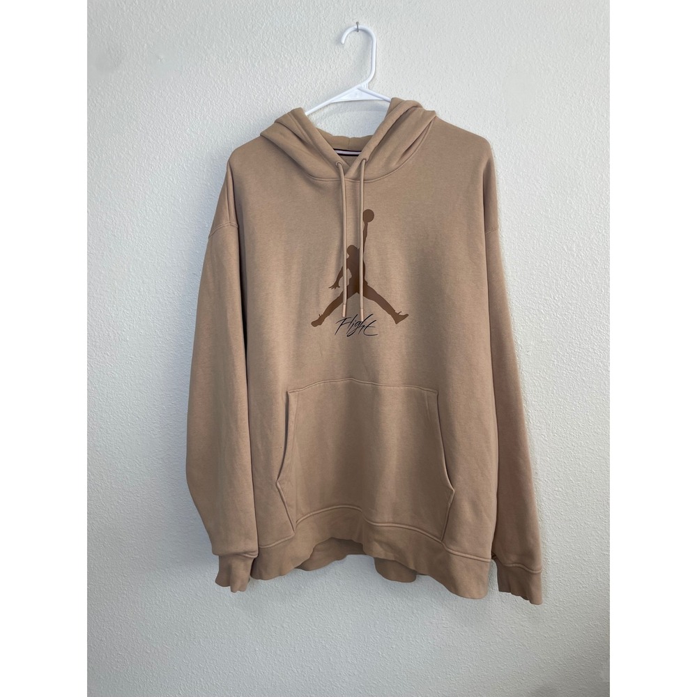 Jordan Flight Hoodie Mens XL Tan Beige Excellent Jumpman Logo Fleece Pullover